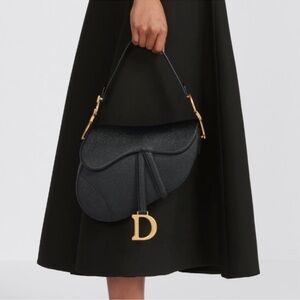 🖤 Dior Black Grained Calfskin Saddle Bag 🖤
